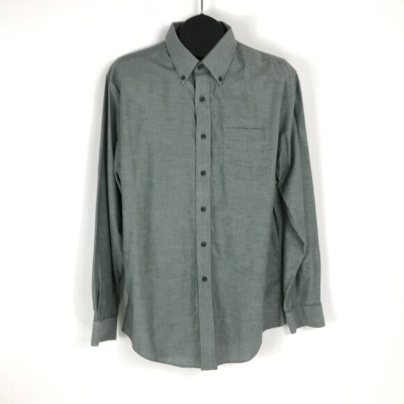 L.L. Bean Trim Fit Long Sleeve Shirt Men's Large Gray Button Down 100% Cotton - Picture 1 of 10